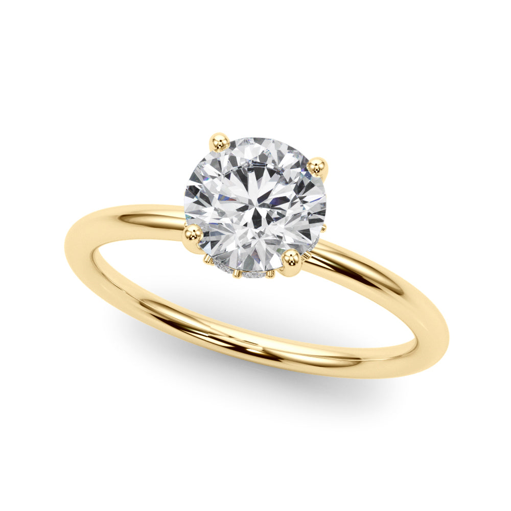1 ct Round Lab Grown Diamond Hidden Halo Engagement Ring Setting in 14K Yellow Gold