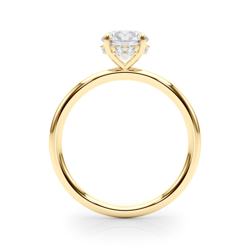 1 ct Round Lab Grown Diamond Hidden Halo Engagement Ring Setting in 14K Yellow Gold