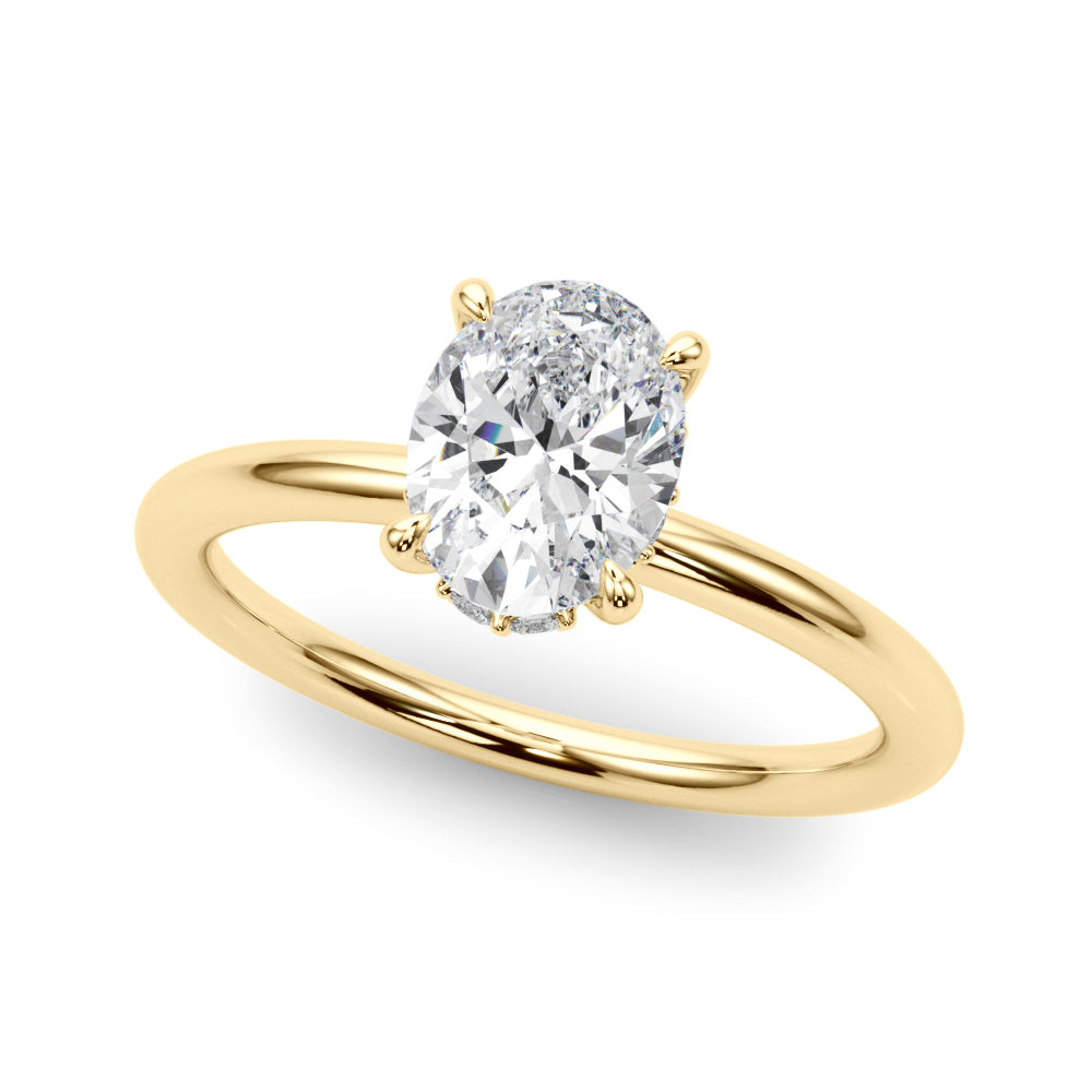 2 ct Oval Lab Grown Diamond Hidden Halo Engagement Ring Setting in 14K Yellow Gold