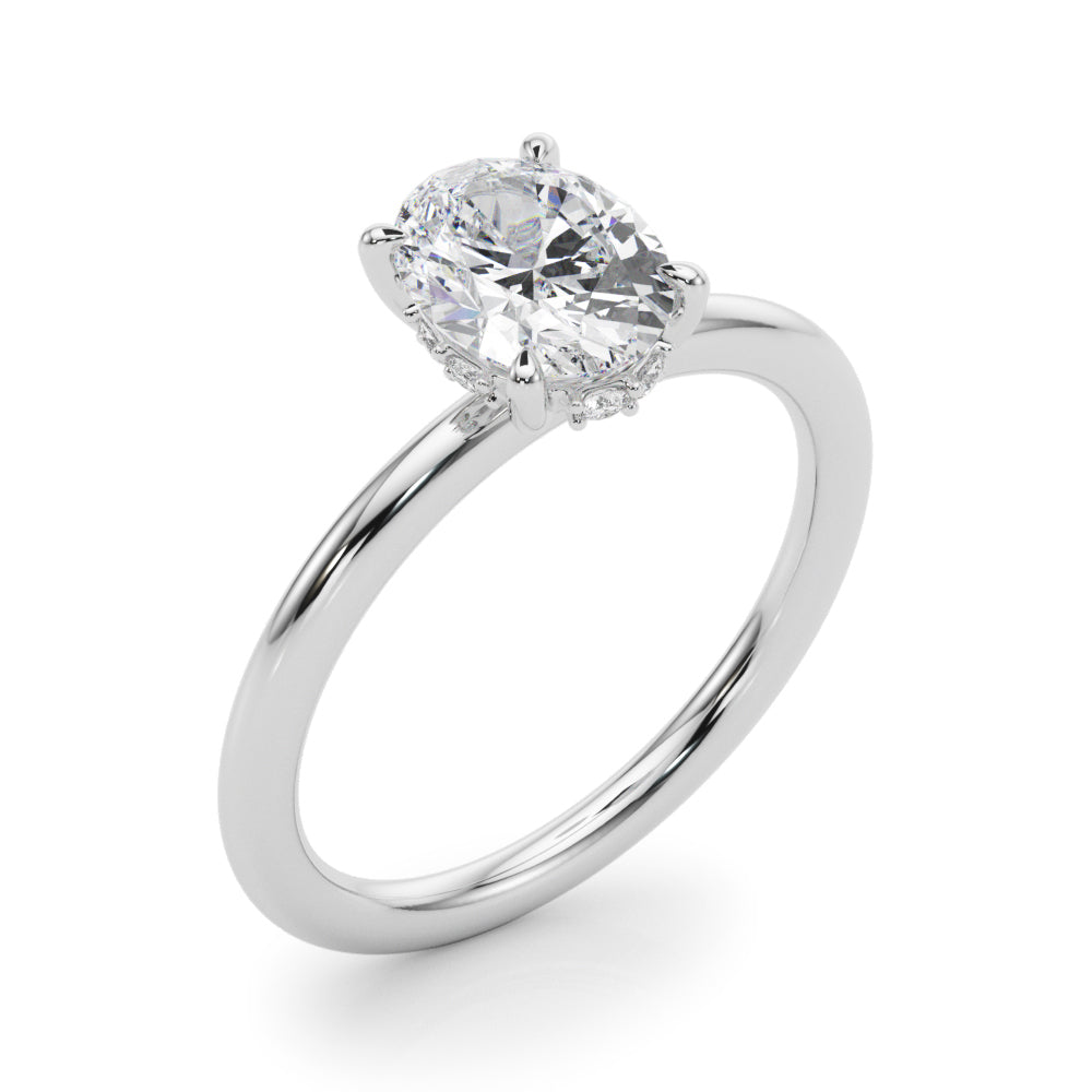 Oval Hidden Halo Lab Grown Diamond Engagement Ring - VS1 D/E/F | 14K & 18K Gold | 14K Yellow Gold | Oval Lab Diamond | Picasso Gold & Diamond Chicago