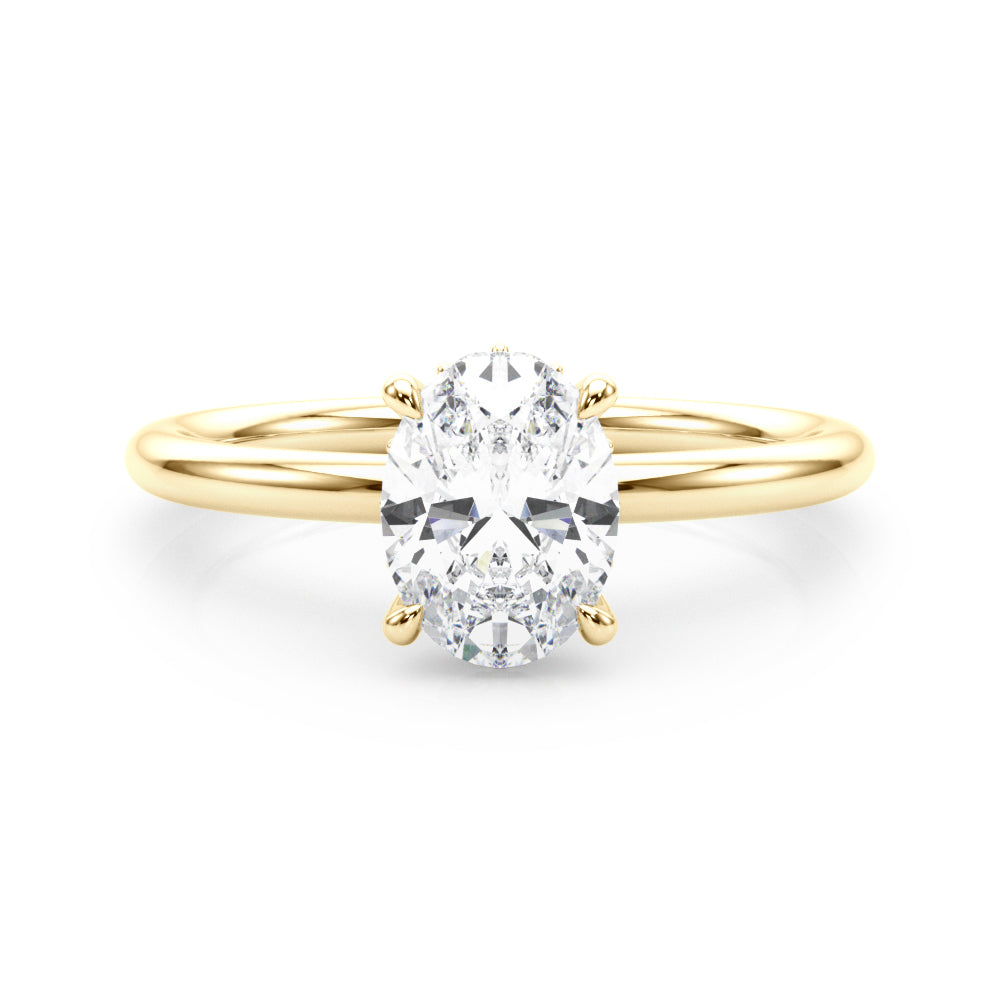Oval Hidden Halo Lab Grown Diamond Engagement Ring - VS1 D/E/F | 14K & 18K Gold | 14K Yellow Gold | Oval Lab Diamond | Picasso Gold & Diamond Chicago