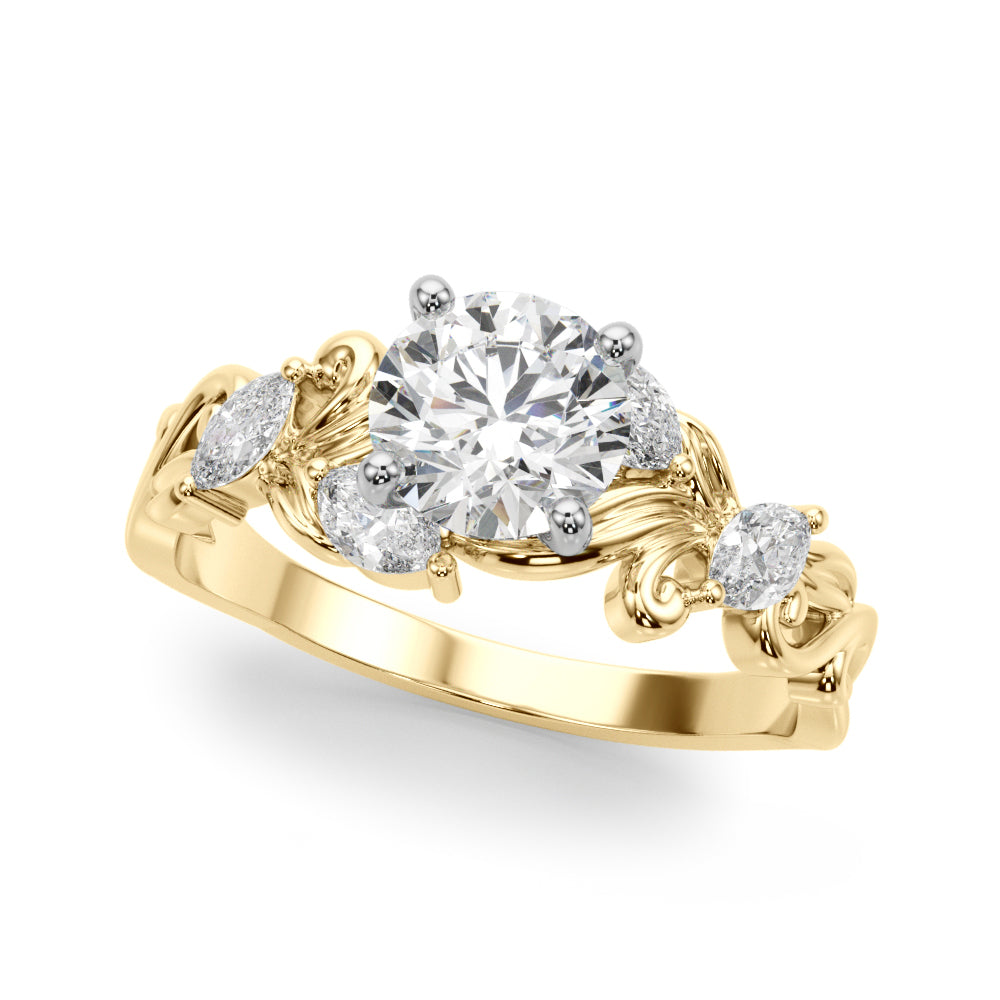 Round Nature Inspired Lab Grown Diamond Engagement Ring - VS1 D/E/F | 14K & 18K Gold | 14K White Gold | Round Lab Diamond | Picasso Gold & Diamond Chicago