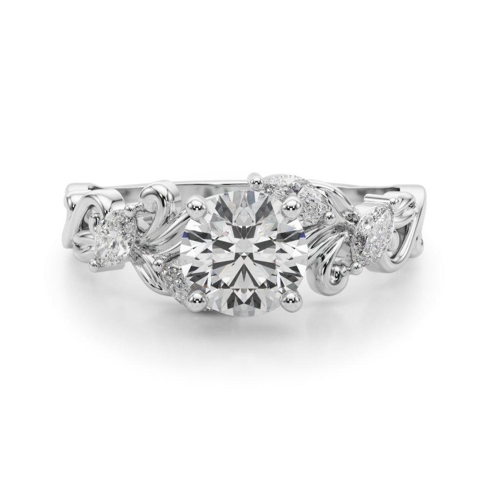 Round Nature Inspired Lab Grown Diamond Engagement Ring - VS1 D/E/F | 14K & 18K Gold | 14K Yellow Gold | Round Lab Diamond | Picasso Gold & Diamond Chicago