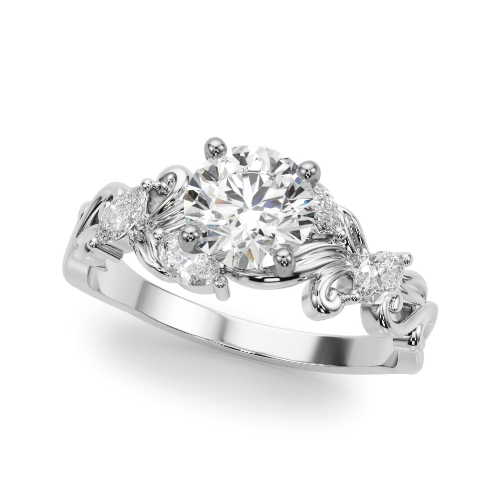 Round Nature Inspired Lab Grown Diamond Engagement Ring - VS1 D/E/F | 14K & 18K Gold | 14K White Gold | Round Lab Diamond | Picasso Gold & Diamond Chicago
