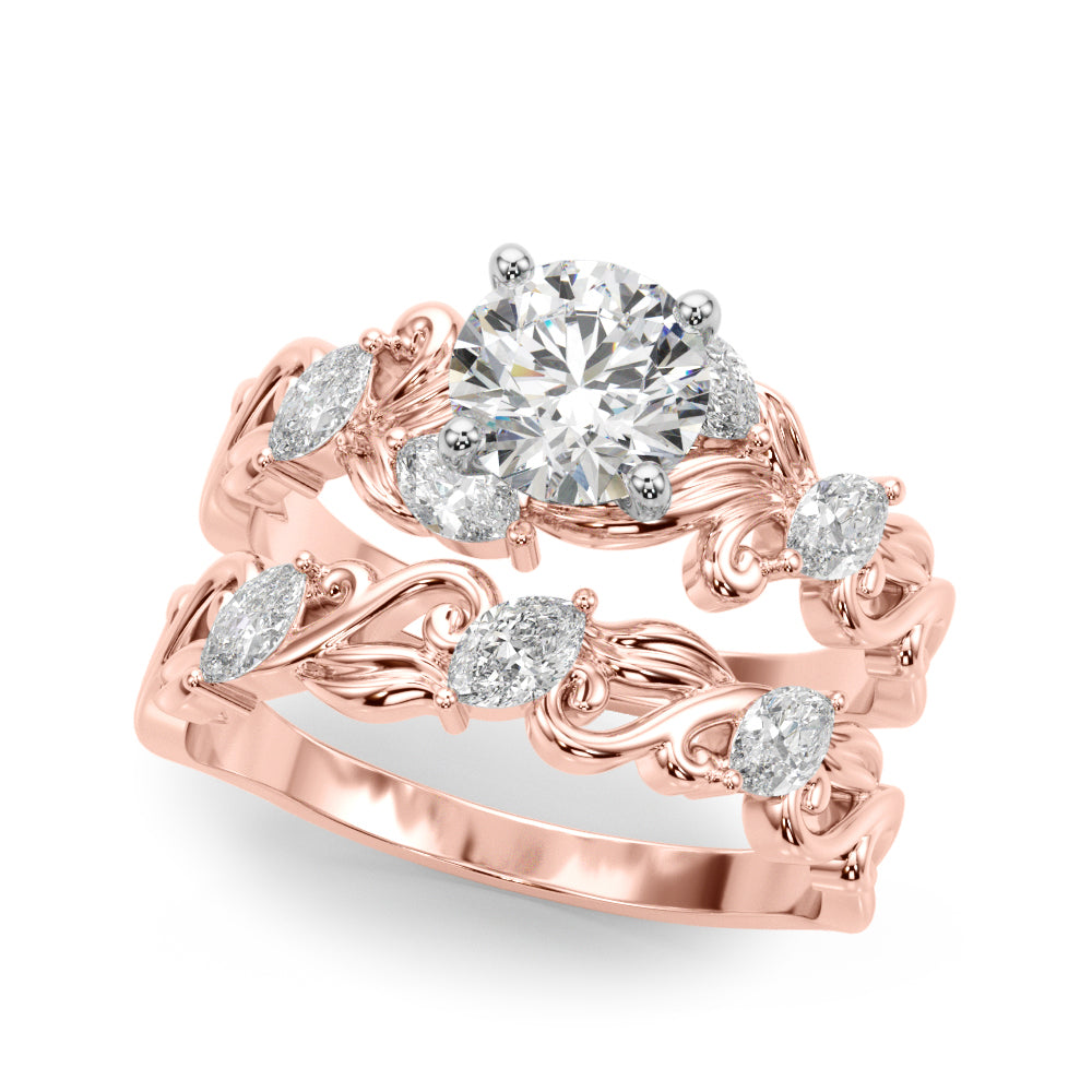 Round Nature Inspired Lab Grown Diamond Engagement Ring - VS1 D/E/F | 14K & 18K Gold | 14K Yellow Gold | Round Lab Diamond | Picasso Gold & Diamond Chicago