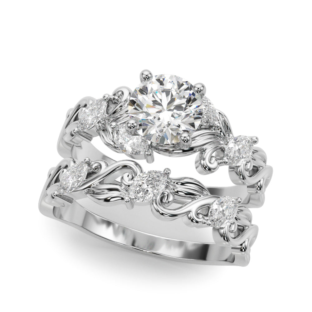 Round Nature Inspired Lab Grown Diamond Engagement Ring - VS1 D/E/F | 14K & 18K Gold | 14K Rose Gold | Round Lab Diamond | Picasso Gold & Diamond Chicago