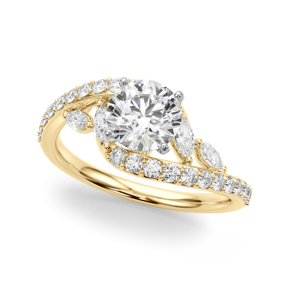 Round Bypass Lab Grown Diamond Engagement Ring - VS1 D/E/F | 14K & 18K Gold | 14K White Gold | Round Lab Diamond | Picasso Gold & Diamond Chicago