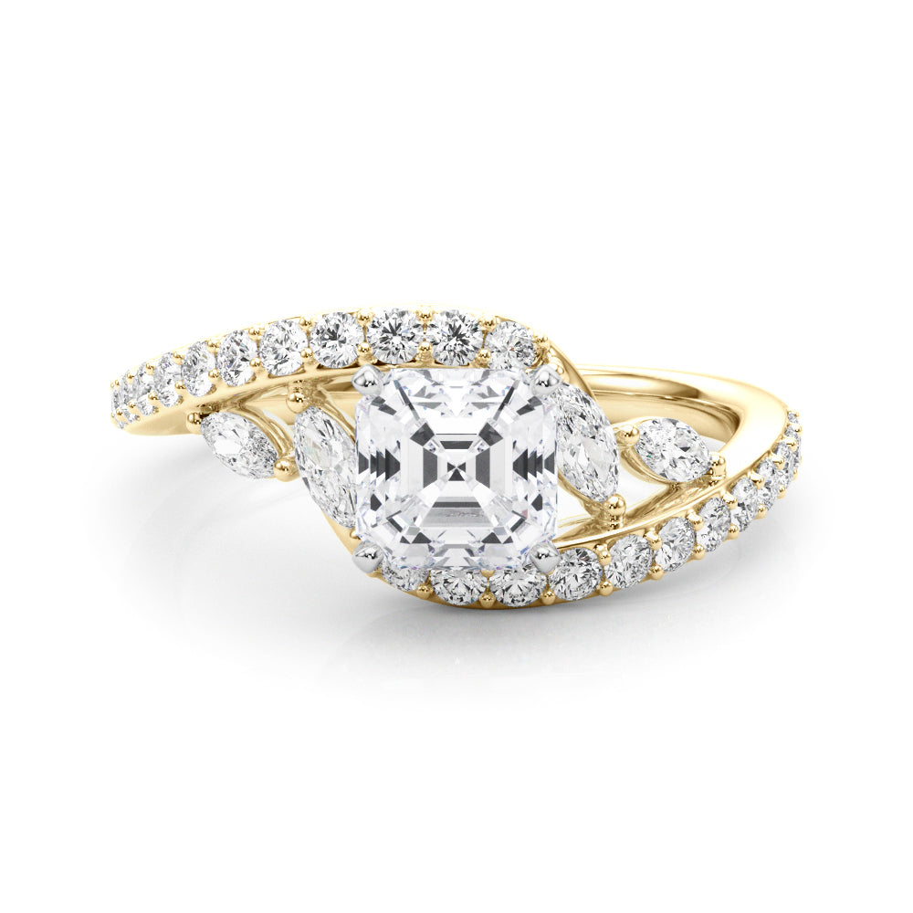 Round Bypass Lab Grown Diamond Engagement Ring - VS1 D/E/F | 14K & 18K Gold | 18K Yellow Gold | Round Lab Diamond | Picasso Gold & Diamond Chicago