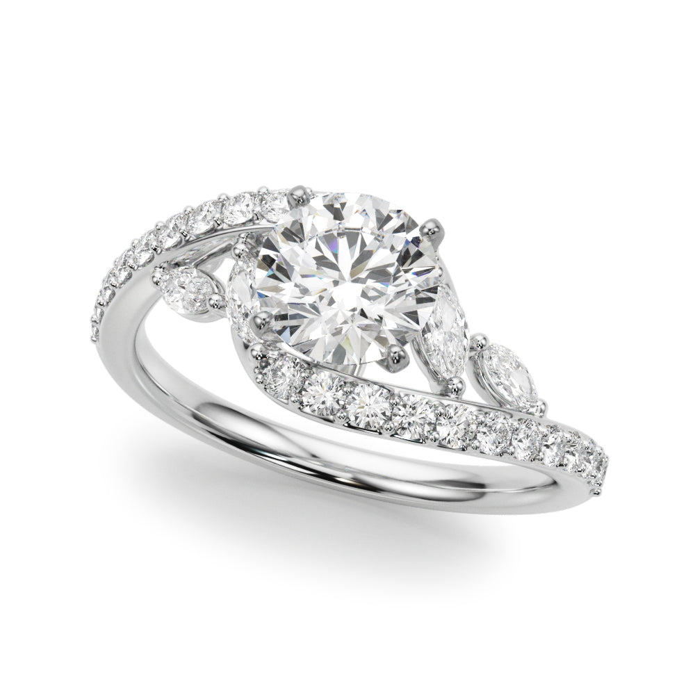 Round Bypass Lab Grown Diamond Engagement Ring - VS1 D/E/F | 14K & 18K Gold | 14K White Gold | Round Lab Diamond | Picasso Gold & Diamond Chicago