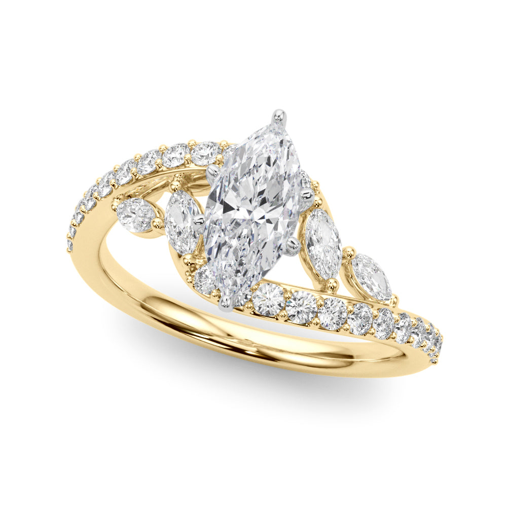 Round Bypass Lab Grown Diamond Engagement Ring - VS1 D/E/F | 14K & 18K Gold | Platinum | Round Lab Diamond | Picasso Gold & Diamond Chicago