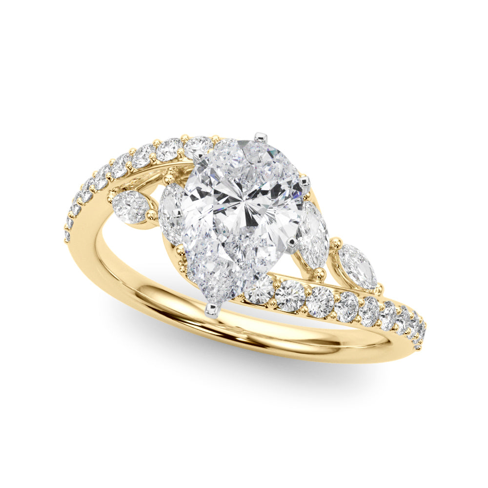 Round Bypass Lab Grown Diamond Engagement Ring - VS1 D/E/F | 14K & 18K Gold | 18K Yellow Gold | Round Lab Diamond | Picasso Gold & Diamond Chicago