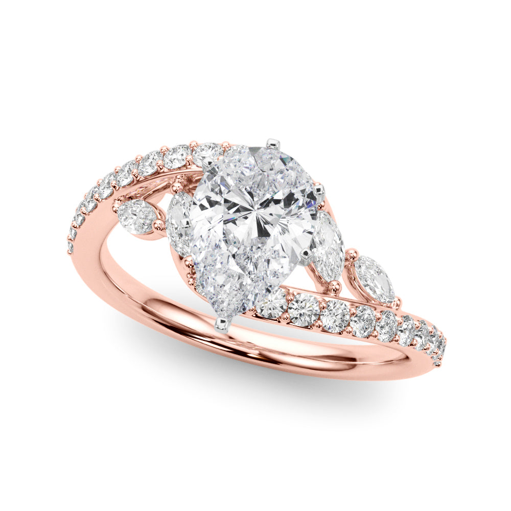 Round Bypass Lab Grown Diamond Engagement Ring - VS1 D/E/F | 14K & 18K Gold | 18K Rose Gold | Round Lab Diamond | Picasso Gold & Diamond Chicago