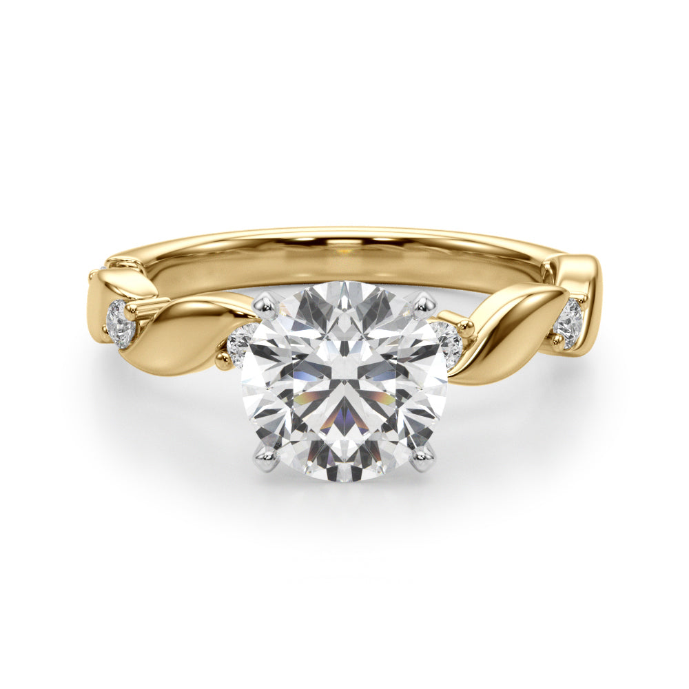 Round Single Row Lab Grown Diamond Engagement Ring - VS1 D/E/F | 14K & 18K Gold | 14K Yellow Gold | Round Lab Diamond | Picasso Gold & Diamond Chicago