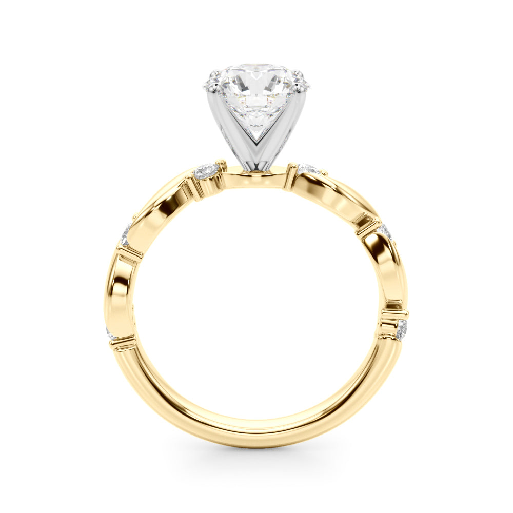 Round Single Row Lab Grown Diamond Engagement Ring - VS1 D/E/F | 14K & 18K Gold | 14K White Gold | Round Lab Diamond | Picasso Gold & Diamond Chicago