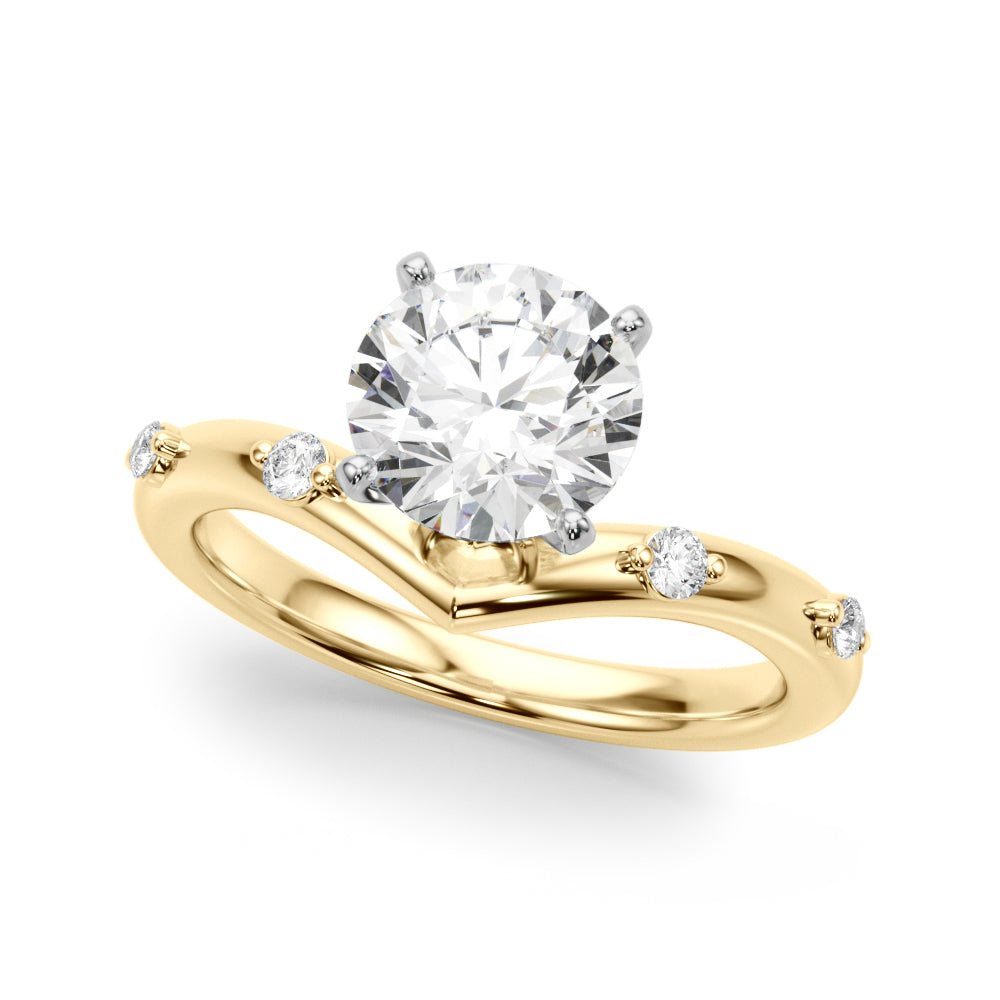Round Single Row Lab Grown Diamond Engagement Ring - VS1 D/E/F | 14K & 18K Gold | 14K Yellow Gold | Round Lab Diamond | Picasso Gold & Diamond Chicago