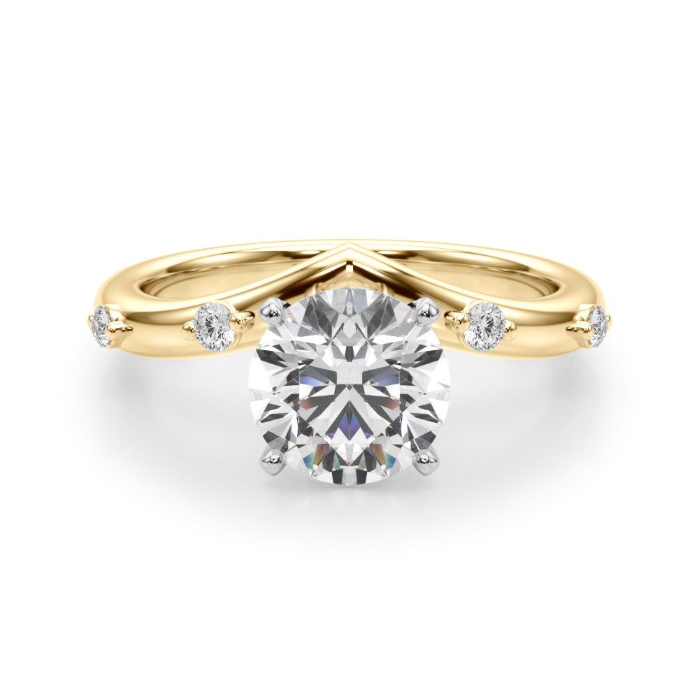 Round Single Row Lab Grown Diamond Engagement Ring - VS1 D/E/F | 14K & 18K Gold | 14K Rose Gold | Round Lab Diamond | Picasso Gold & Diamond Chicago
