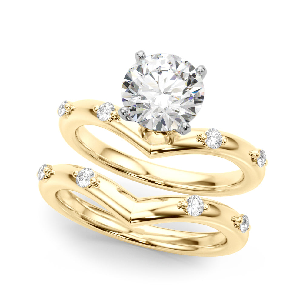 Round Single Row Lab Grown Diamond Engagement Ring - VS1 D/E/F | 14K & 18K Gold | 18K Yellow Gold | Round Lab Diamond | Picasso Gold & Diamond Chicago