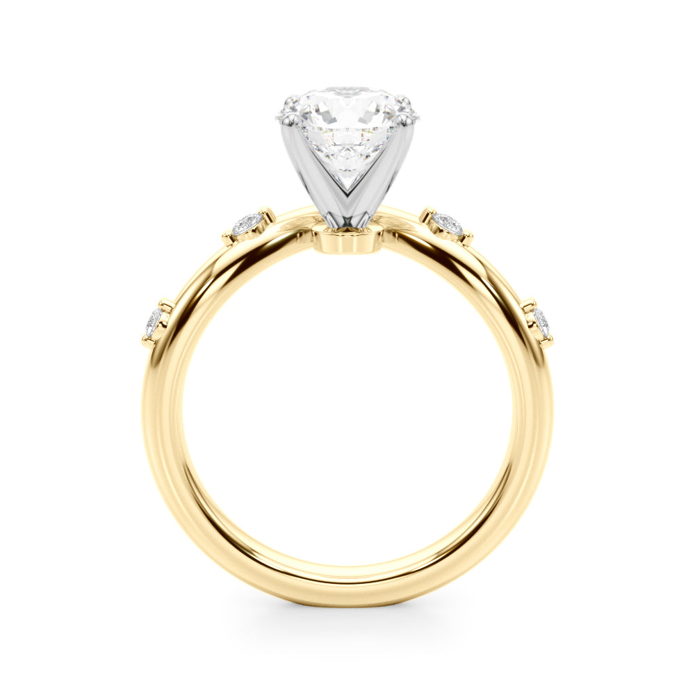 Round Single Row Lab Grown Diamond Engagement Ring - VS1 D/E/F | 14K & 18K Gold | 18K Rose Gold | Round Lab Diamond | Picasso Gold & Diamond Chicago