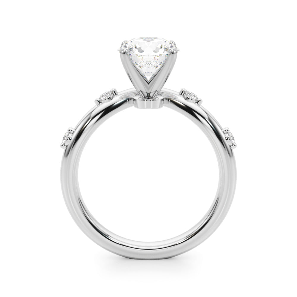 Round Single Row Lab Grown Diamond Engagement Ring - VS1 D/E/F | 14K & 18K Gold | 18K Rose Gold | Round Lab Diamond | Picasso Gold & Diamond Chicago