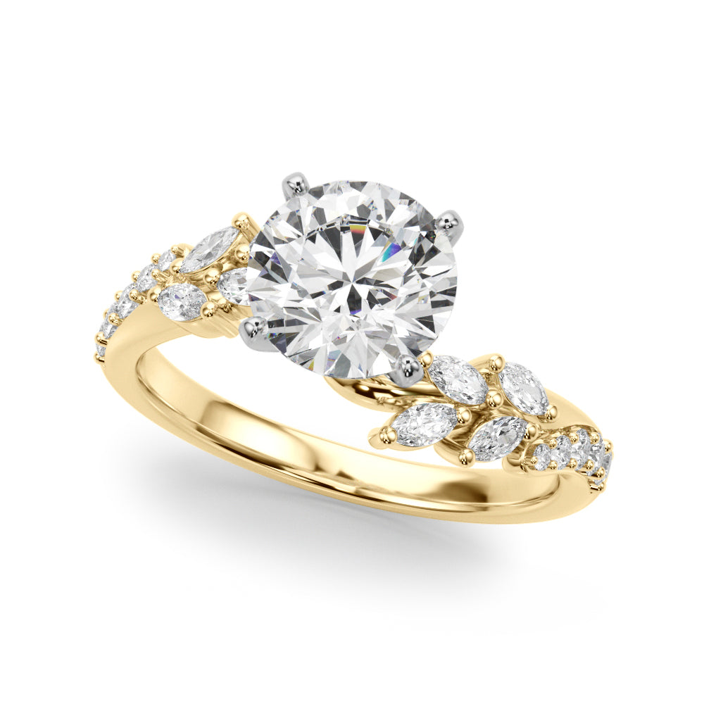 Round Bypass Lab Grown Diamond Engagement Ring - VS1 D/E/F | 14K & 18K Gold | 14K White Gold | Round Lab Diamond | Picasso Gold & Diamond Chicago