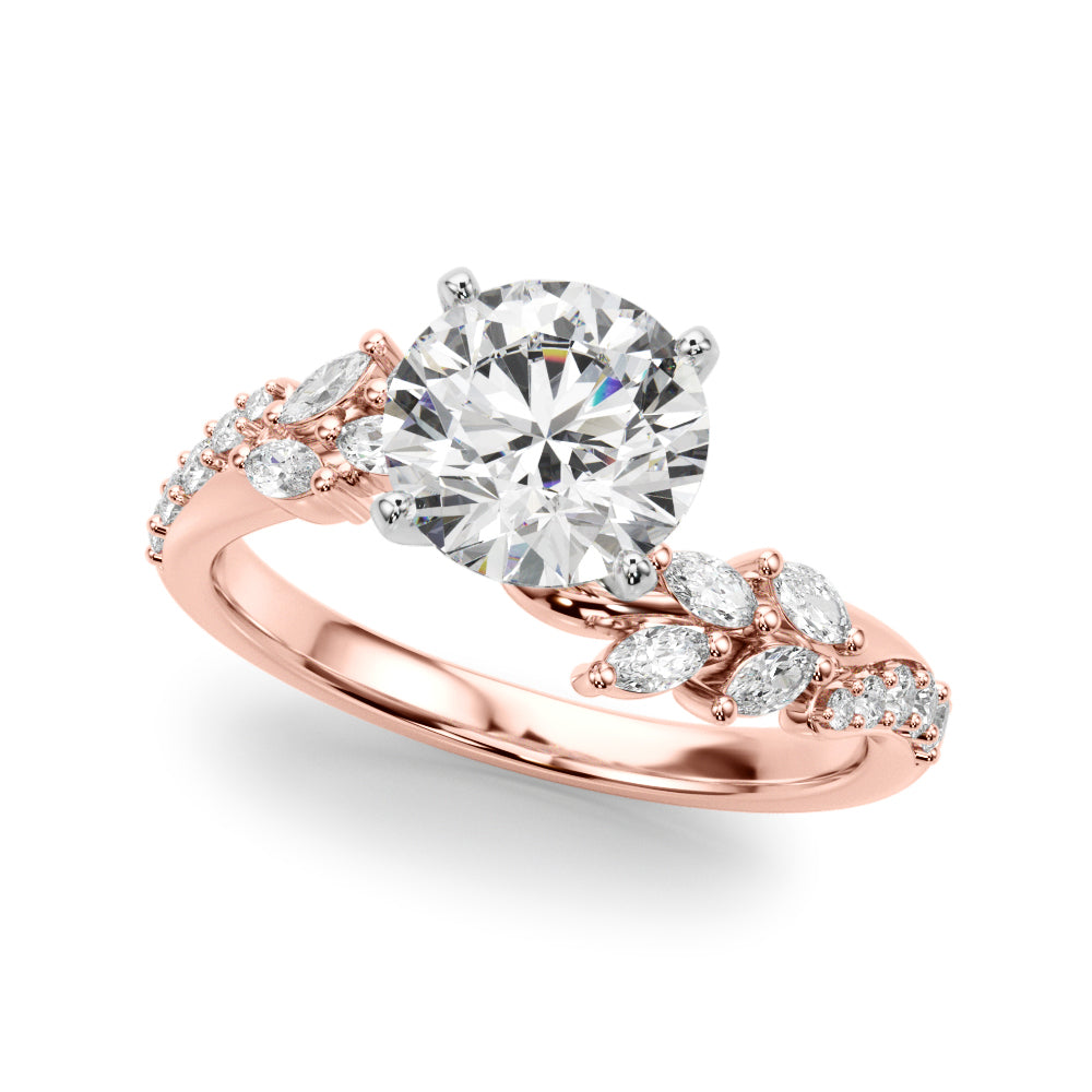 Round Bypass Lab Grown Diamond Engagement Ring - VS1 D/E/F | 14K & 18K Gold | 14K Yellow Gold | Round Lab Diamond | Picasso Gold & Diamond Chicago