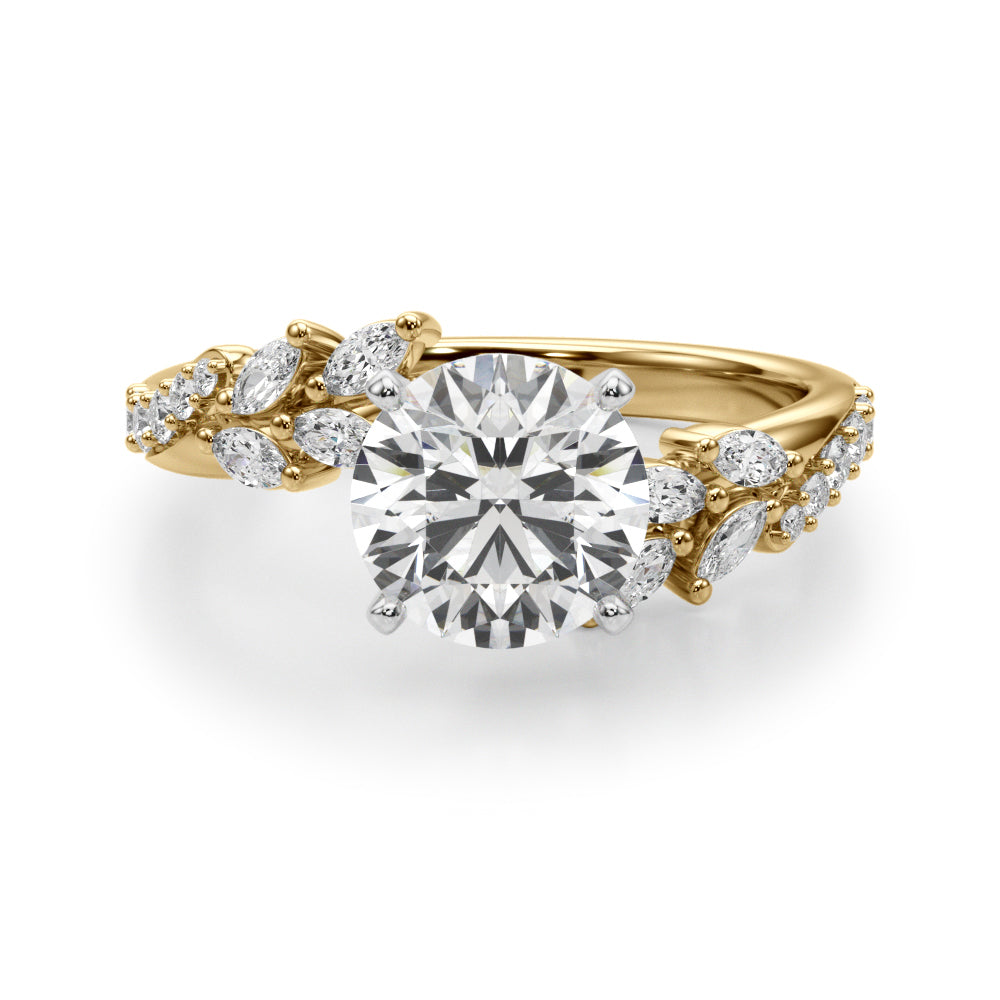 Round Bypass Lab Grown Diamond Engagement Ring - VS1 D/E/F | 14K & 18K Gold | 14K Yellow Gold | Round Lab Diamond | Picasso Gold & Diamond Chicago