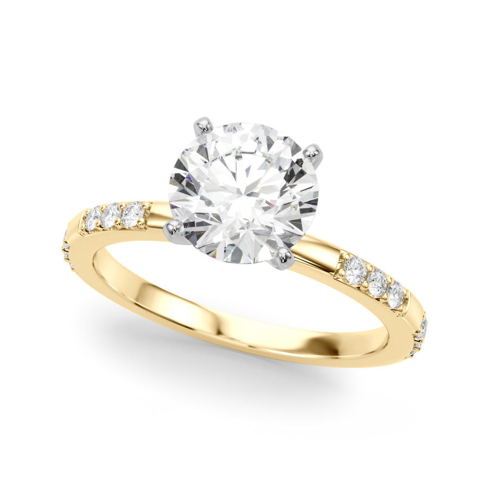 Round Single Row Lab Grown Diamond Engagement Ring - VS1 D/E/F | 14K & 18K Gold | 14K White Gold | Round Lab Diamond | Picasso Gold & Diamond Chicago