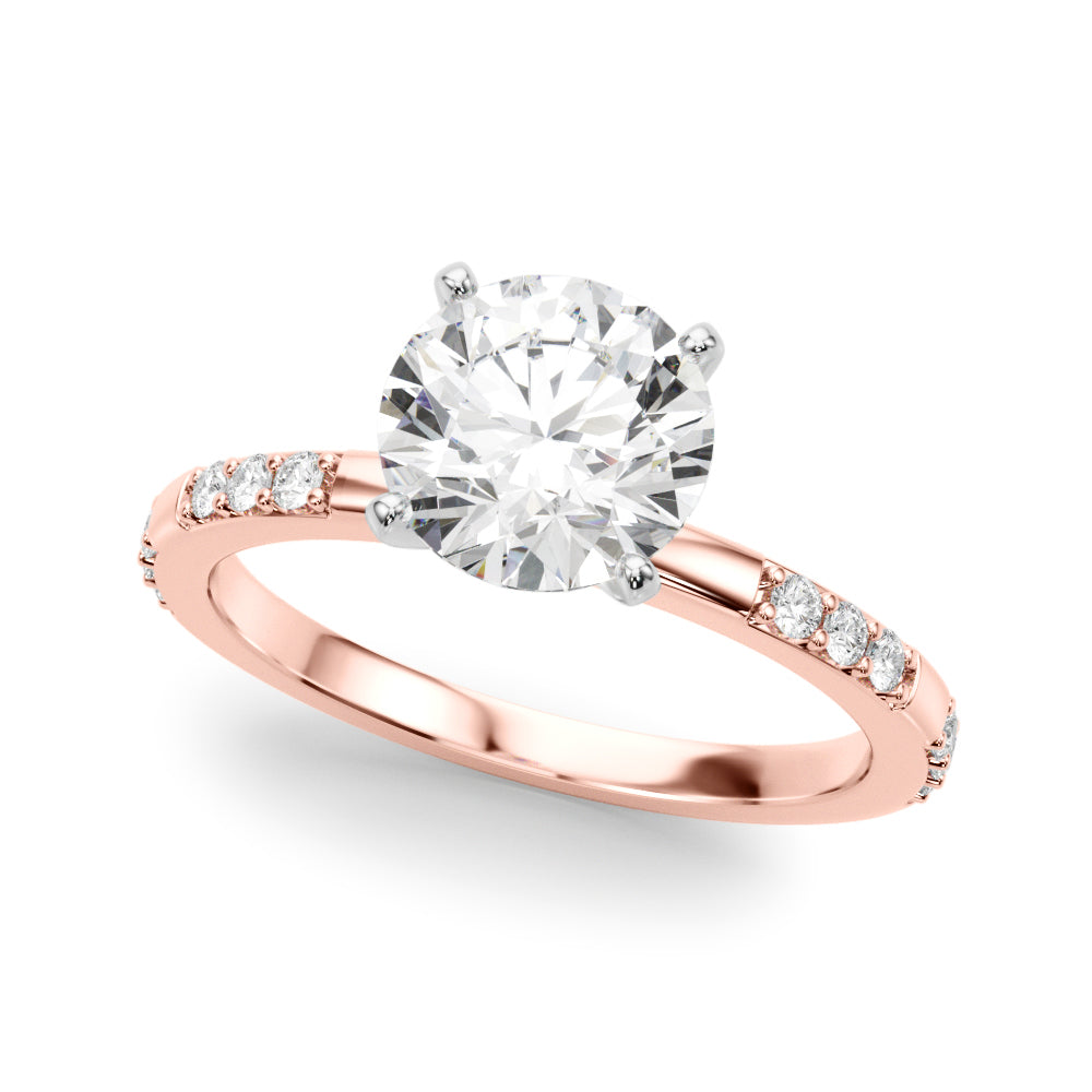 Round Single Row Lab Grown Diamond Engagement Ring - VS1 D/E/F | 14K & 18K Gold | 14K Yellow Gold | Round Lab Diamond | Picasso Gold & Diamond Chicago