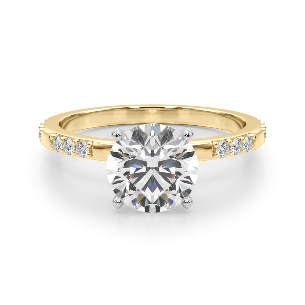 Round Single Row Lab Grown Diamond Engagement Ring - VS1 D/E/F | 14K & 18K Gold | 14K Yellow Gold | Round Lab Diamond | Picasso Gold & Diamond Chicago