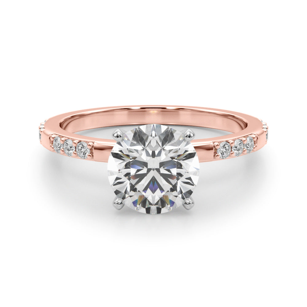 Round Single Row Lab Grown Diamond Engagement Ring - VS1 D/E/F | 14K & 18K Gold | 14K Rose Gold | Round Lab Diamond | Picasso Gold & Diamond Chicago