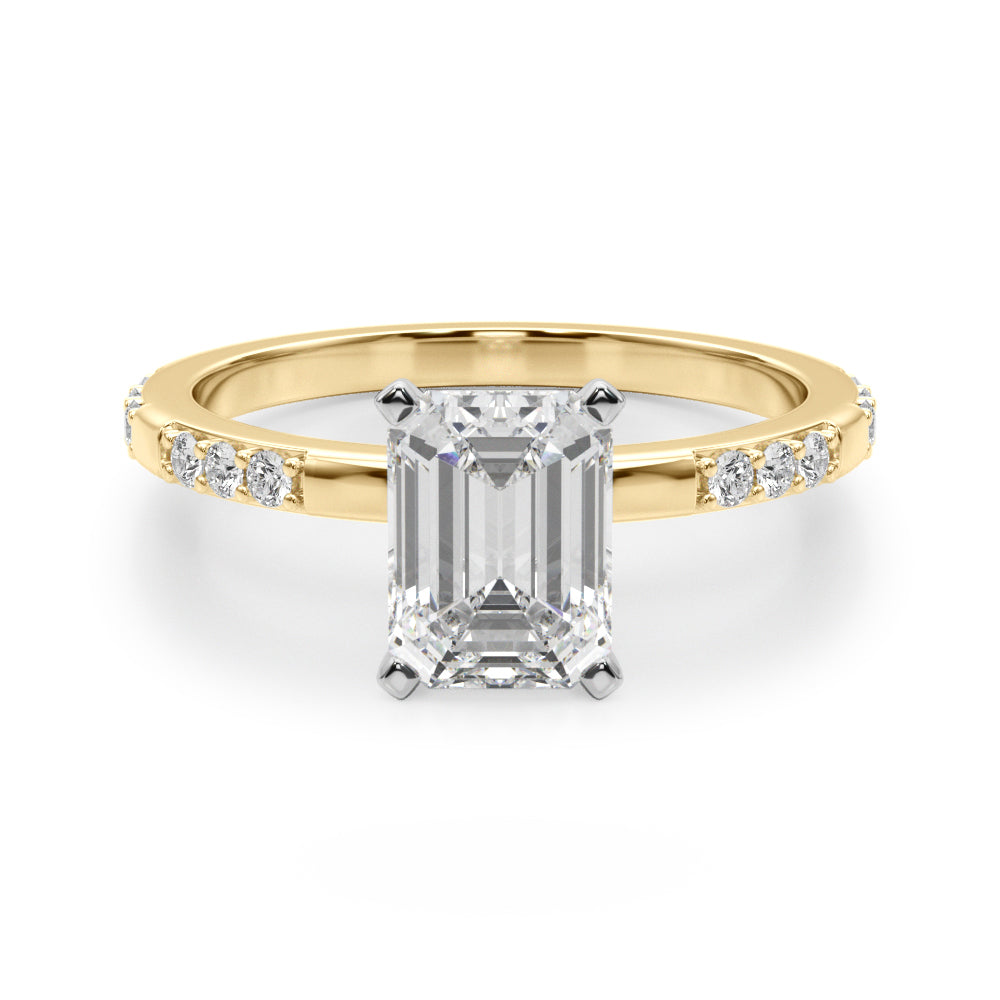 Round Single Row Lab Grown Diamond Engagement Ring - VS1 D/E/F | 14K & 18K Gold | 18K White Gold | Round Lab Diamond | Picasso Gold & Diamond Chicago