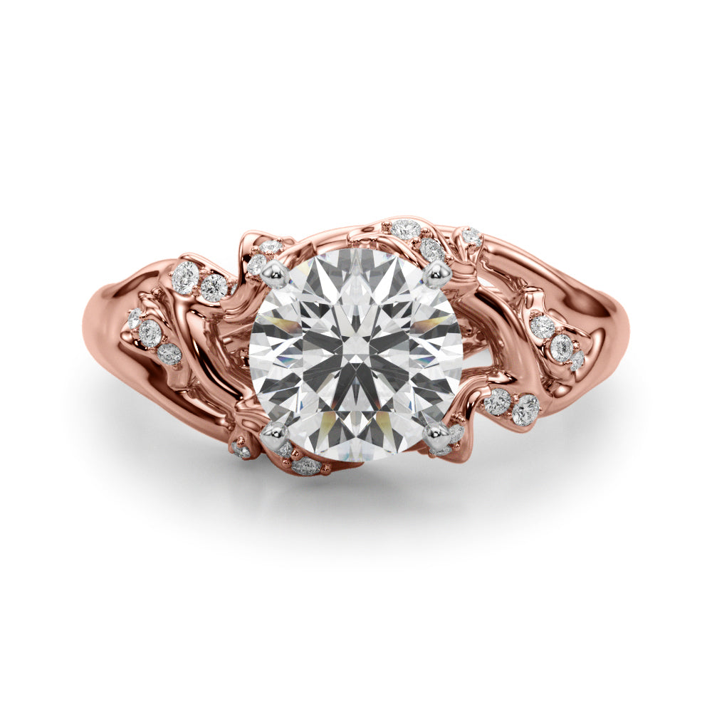 Round Nature Inspired Lab Grown Diamond Engagement Ring - VS1 D/E/F | 14K & 18K Gold | 14K Yellow Gold | Round Lab Diamond | Picasso Gold & Diamond Chicago