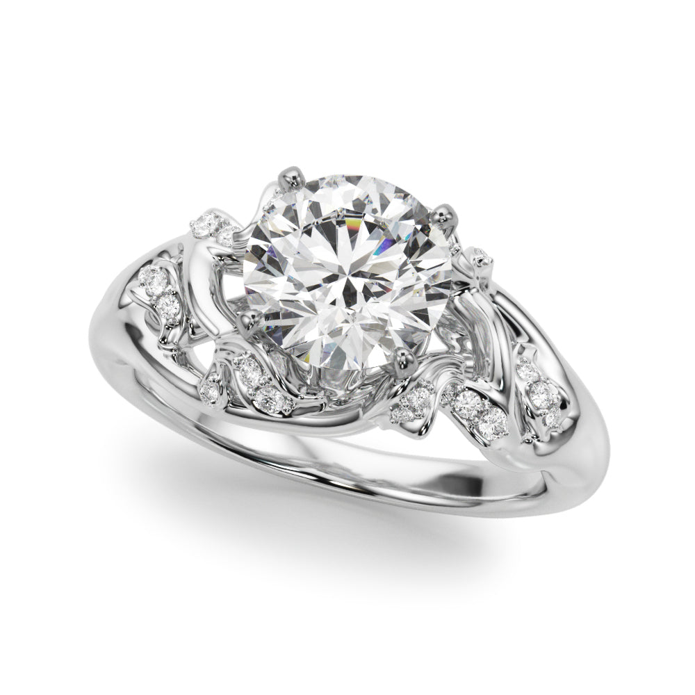 Round Nature Inspired Lab Grown Diamond Engagement Ring - VS1 D/E/F | 14K & 18K Gold | 14K White Gold | Round Lab Diamond | Picasso Gold & Diamond Chicago