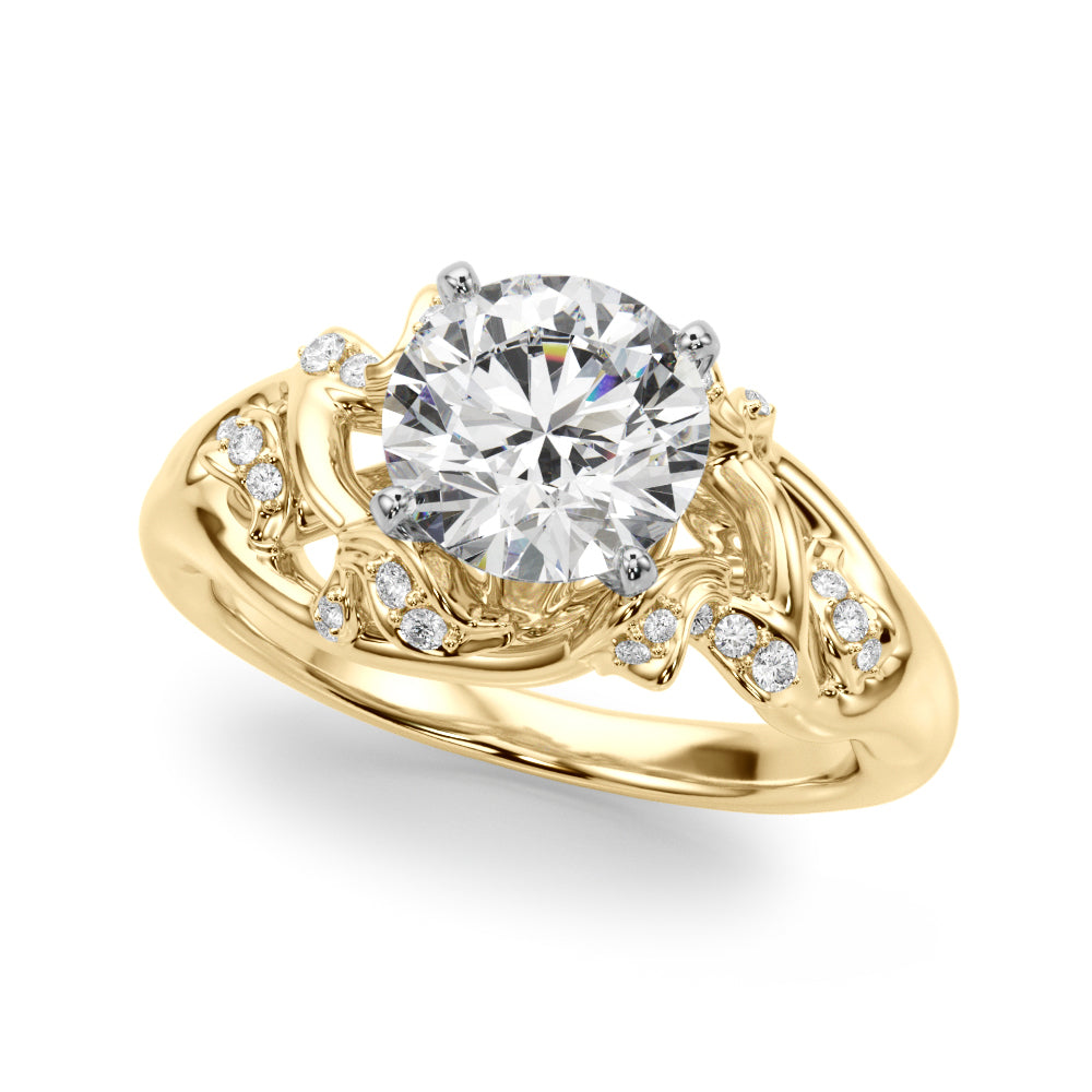 Round Nature Inspired Lab Grown Diamond Engagement Ring - VS1 D/E/F | 14K & 18K Gold | 14K Yellow Gold | Round Lab Diamond | Picasso Gold & Diamond Chicago
