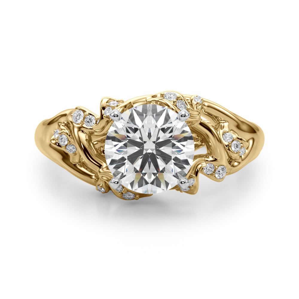 Round Nature Inspired Lab Grown Diamond Engagement Ring - VS1 D/E/F | 14K & 18K Gold | 14K Rose Gold | Round Lab Diamond | Picasso Gold & Diamond Chicago