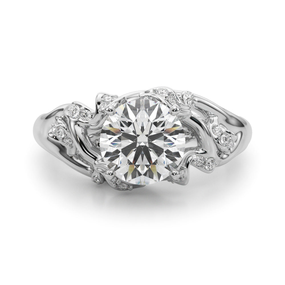 Round Nature Inspired Lab Grown Diamond Engagement Ring - VS1 D/E/F | 14K & 18K Gold | 14K Rose Gold | Round Lab Diamond | Picasso Gold & Diamond Chicago
