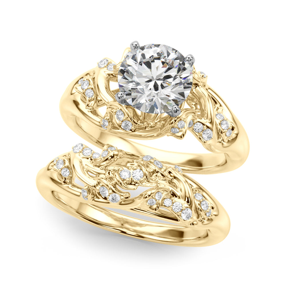 Round Nature Inspired Lab Grown Diamond Engagement Ring - VS1 D/E/F | 14K & 18K Gold | 18K White Gold | Round Lab Diamond | Picasso Gold & Diamond Chicago