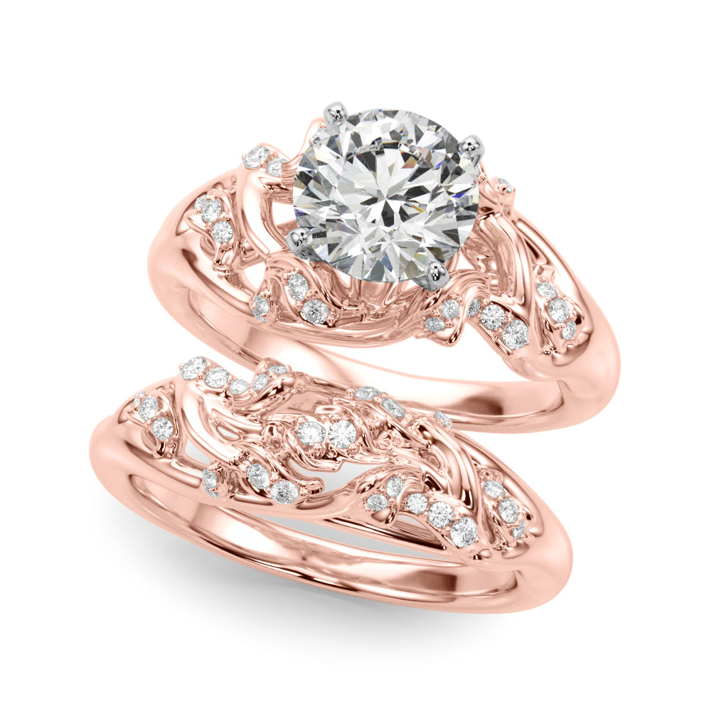 Round Nature Inspired Lab Grown Diamond Engagement Ring - VS1 D/E/F | 14K & 18K Gold | 18K White Gold | Round Lab Diamond | Picasso Gold & Diamond Chicago