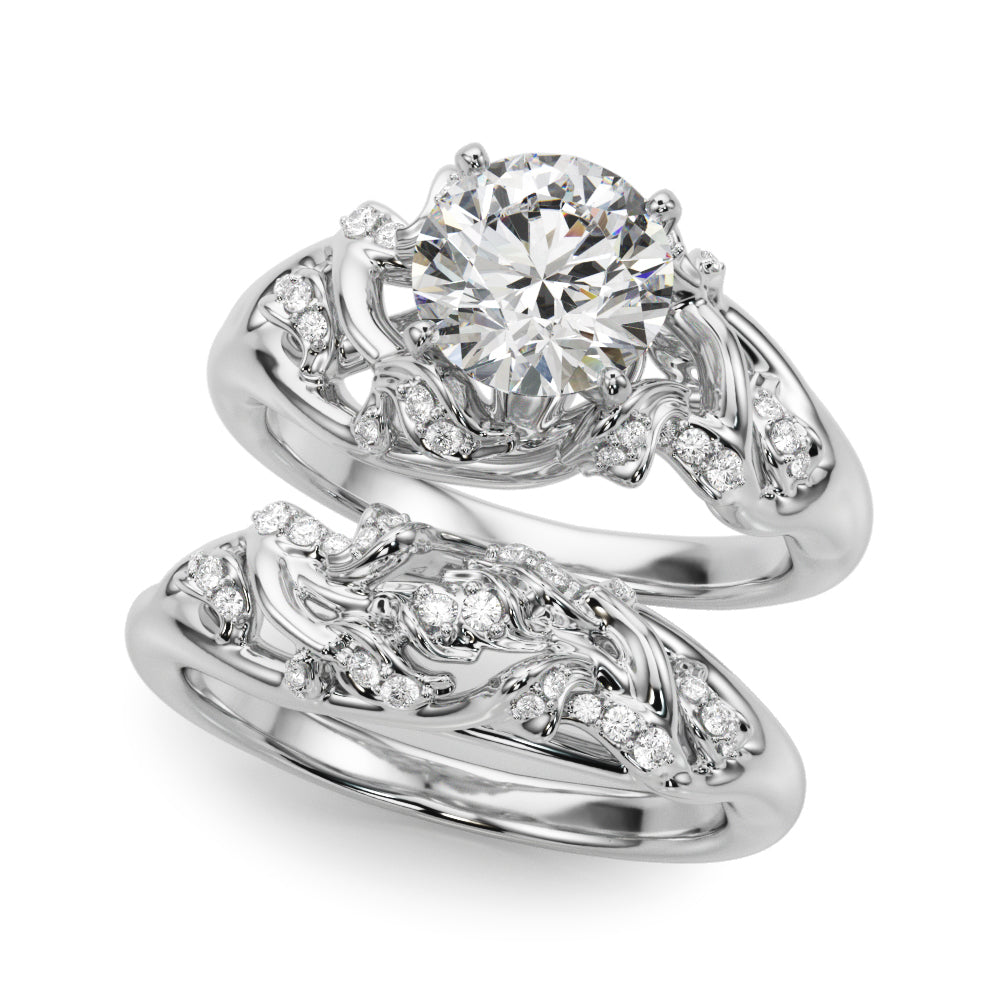 Round Nature Inspired Lab Grown Diamond Engagement Ring - VS1 D/E/F | 14K & 18K Gold | 18K White Gold | Round Lab Diamond | Picasso Gold & Diamond Chicago