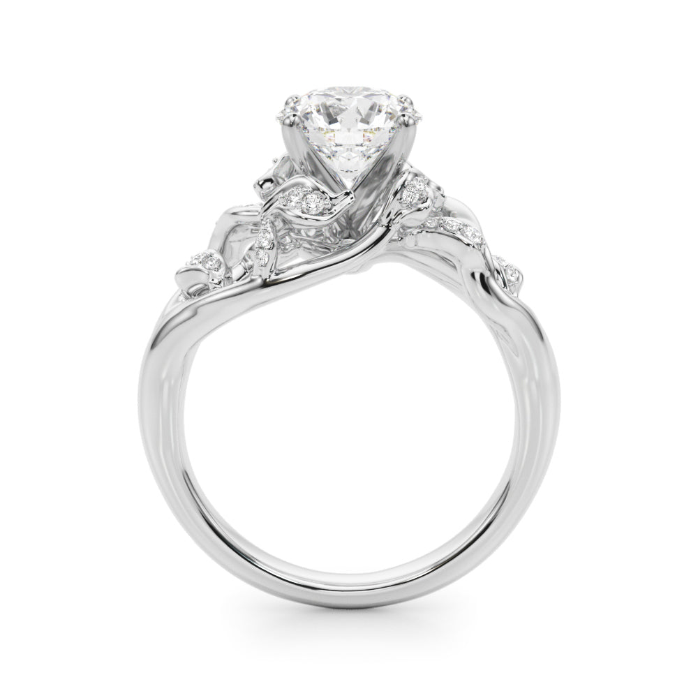 Round Nature Inspired Lab Grown Diamond Engagement Ring - VS1 D/E/F | 14K & 18K Gold | 18K Yellow Gold | Round Lab Diamond | Picasso Gold & Diamond Chicago