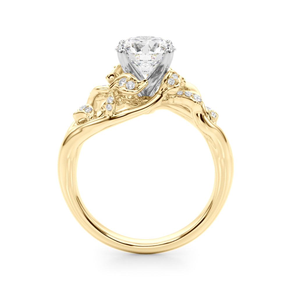 Round Nature Inspired Lab Grown Diamond Engagement Ring - VS1 D/E/F | 14K & 18K Gold | 18K Rose Gold | Round Lab Diamond | Picasso Gold & Diamond Chicago