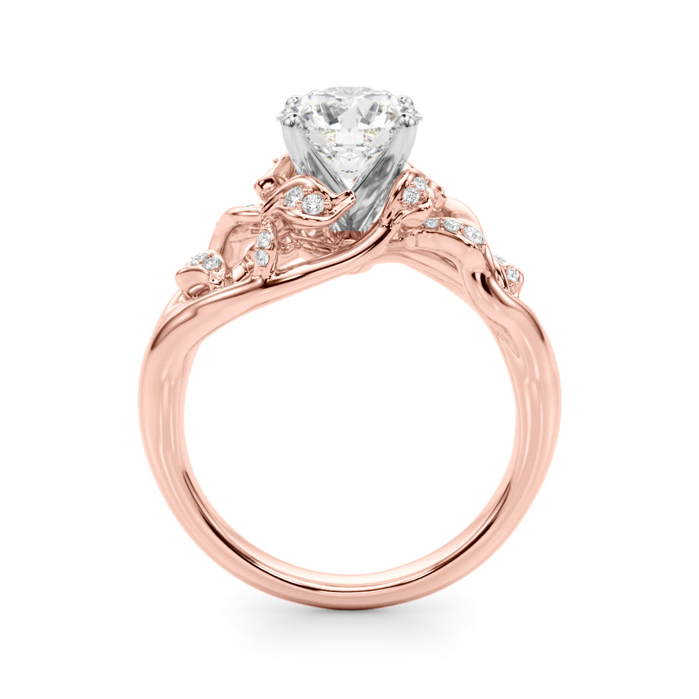 Round Nature Inspired Lab Grown Diamond Engagement Ring - VS1 D/E/F | 14K & 18K Gold | 18K Rose Gold | Round Lab Diamond | Picasso Gold & Diamond Chicago
