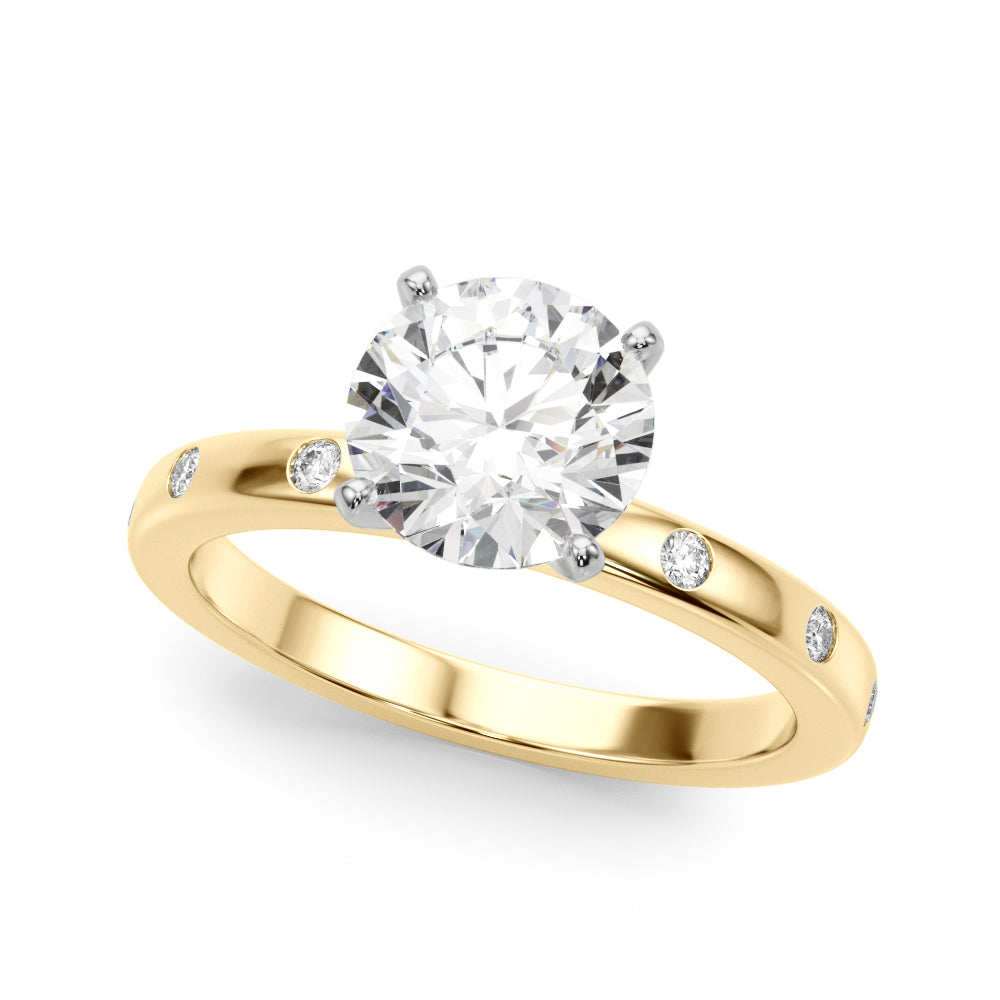 Round Single Row Lab Grown Diamond Engagement Ring - VS1 D/E/F | 14K & 18K Gold | 14K White Gold | Round Lab Diamond | Picasso Gold & Diamond Chicago