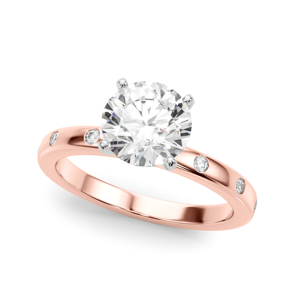 Round Single Row Lab Grown Diamond Engagement Ring - VS1 D/E/F | 14K & 18K Gold | 14K Yellow Gold | Round Lab Diamond | Picasso Gold & Diamond Chicago
