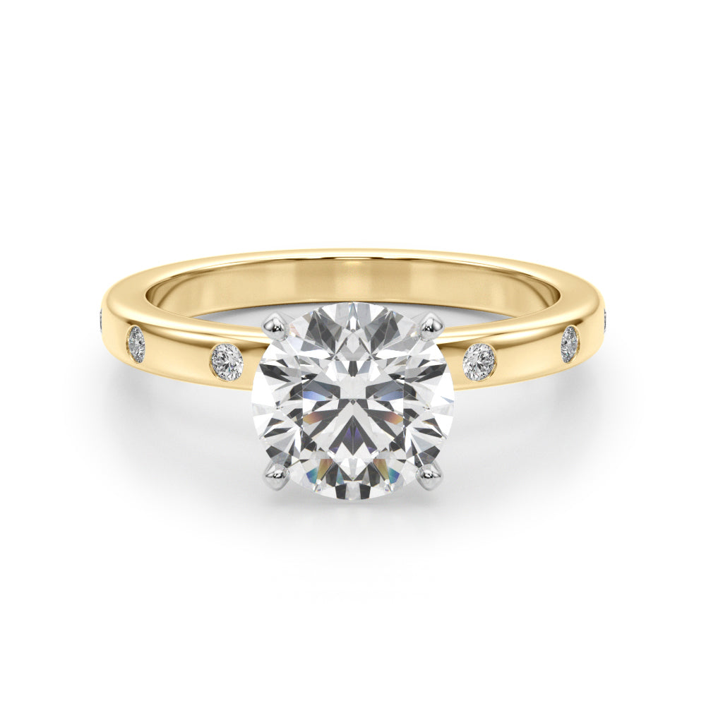 Round Single Row Lab Grown Diamond Engagement Ring - VS1 D/E/F | 14K & 18K Gold | 14K Yellow Gold | Round Lab Diamond | Picasso Gold & Diamond Chicago