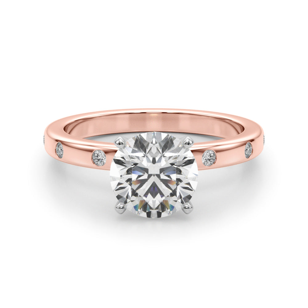 Round Single Row Lab Grown Diamond Engagement Ring - VS1 D/E/F | 14K & 18K Gold | 14K Rose Gold | Round Lab Diamond | Picasso Gold & Diamond Chicago