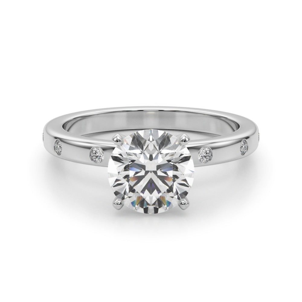 Round Single Row Lab Grown Diamond Engagement Ring - VS1 D/E/F | 14K & 18K Gold | 14K Rose Gold | Round Lab Diamond | Picasso Gold & Diamond Chicago