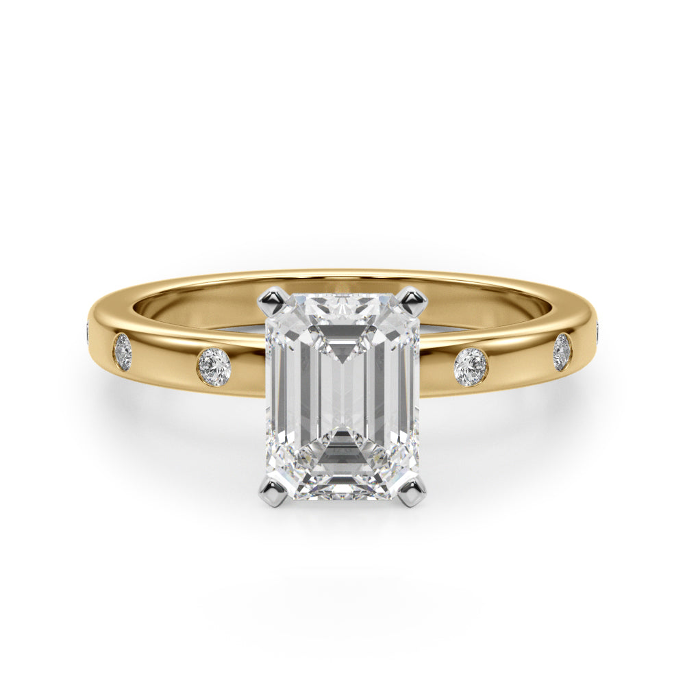 Round Single Row Lab Grown Diamond Engagement Ring - VS1 D/E/F | 14K & 18K Gold | 18K White Gold | Round Lab Diamond | Picasso Gold & Diamond Chicago