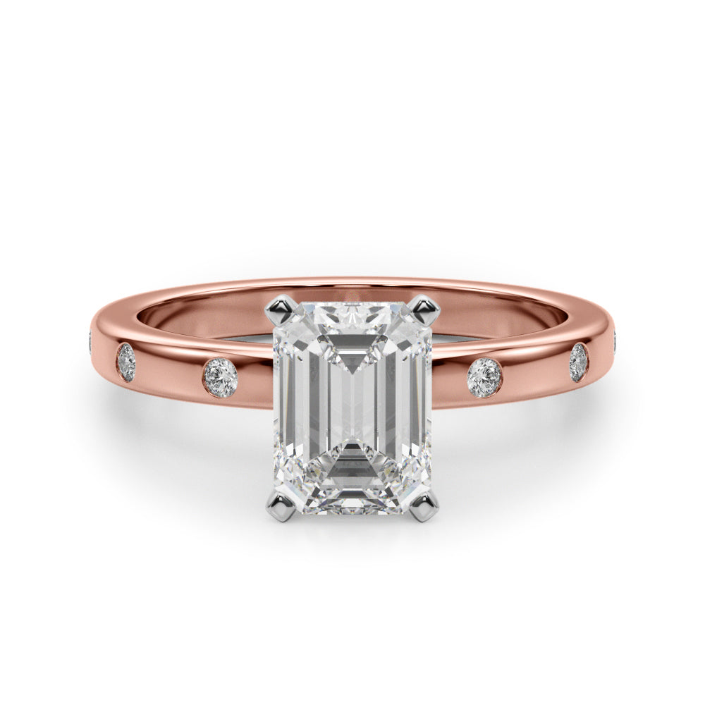 Round Single Row Lab Grown Diamond Engagement Ring - VS1 D/E/F | 14K & 18K Gold | 18K Yellow Gold | Round Lab Diamond | Picasso Gold & Diamond Chicago
