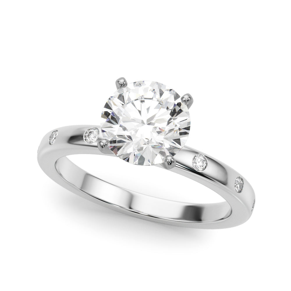 Round Single Row Lab Grown Diamond Engagement Ring - VS1 D/E/F | 14K & 18K Gold | 14K White Gold | Round Lab Diamond | Picasso Gold & Diamond Chicago